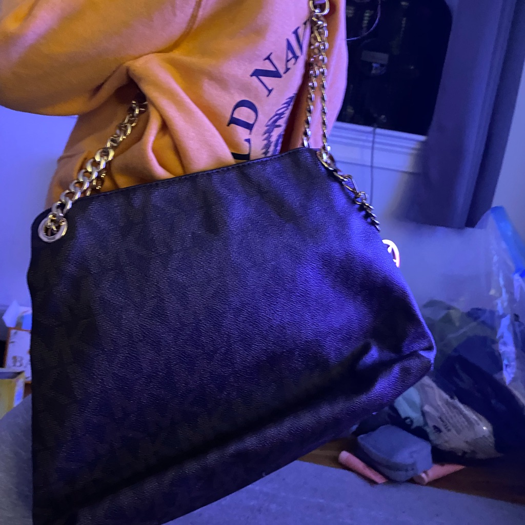 Brown Mk Authentic Bag With Chain/ Leather Handle For Shoulder